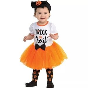 NEW Trick Or Treat Sweetie Costume Infant 6-12 Months Halloween Bodysuit Tutu